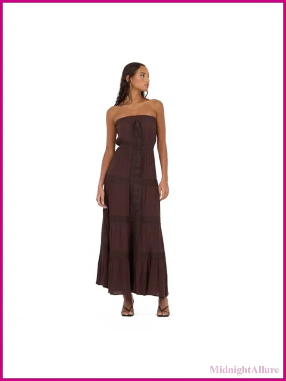 Tube Maxi Dress with Crochet Inserts Sheath Silhouette